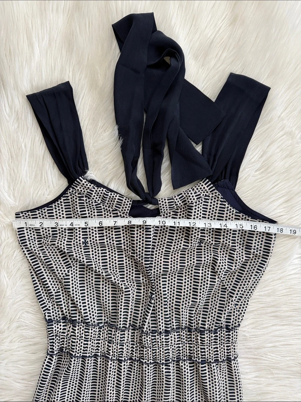 Tory Burch White & Navy Blue Dress Size S/M